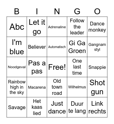 Muziek bingo Card