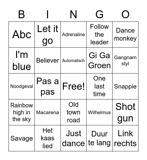 Muziek bingo Card