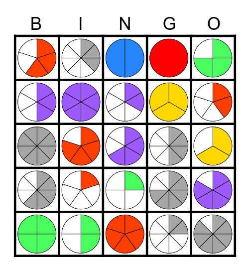 Fraction Circles Bingo Card