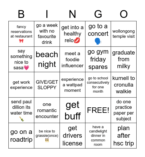 HSC MFS💥💥💥 Bingo Card