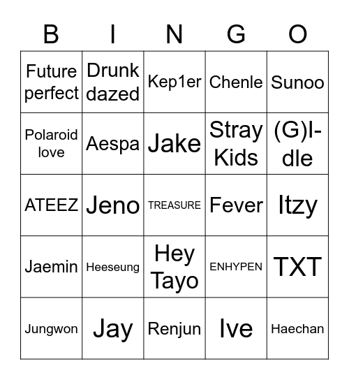 JISOO BINGO Card