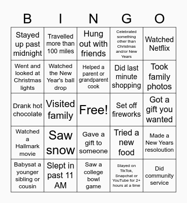 Christmas Break Icebreaker Bingo Card