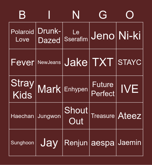 sirenSOHEE Bingo Card