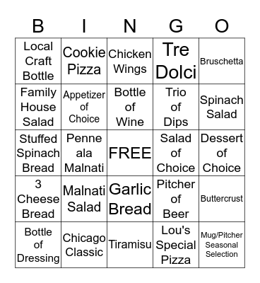Lou Malnati's Bingo Card
