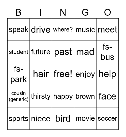 ASL 1 Review Bingo Card