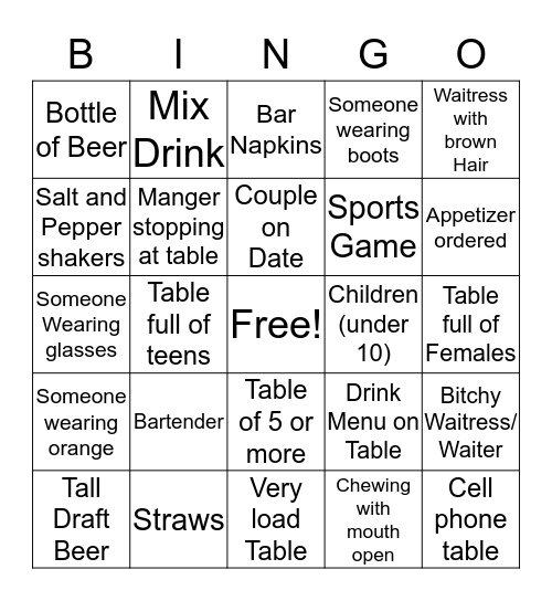 Shopping Bingo Card