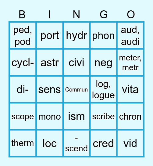 Root Word Bio Bingo Card vrogue.co