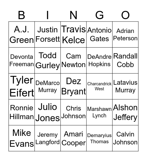 Week 11 NFL Bingo Card