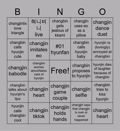 CHANGJIN Bingo Card