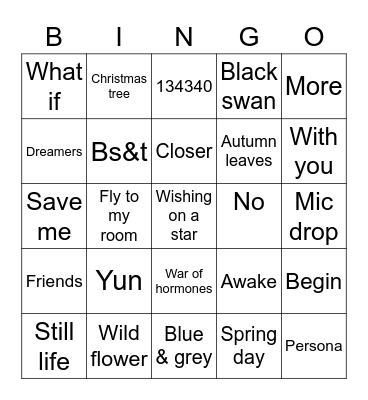 Affu🐣💗 Bingo Card