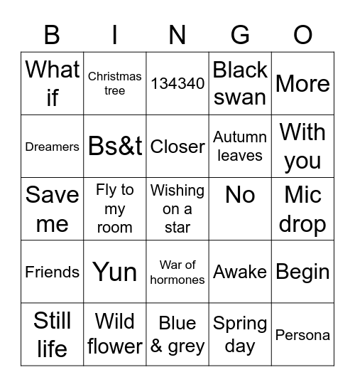 Affu🐣💗 Bingo Card
