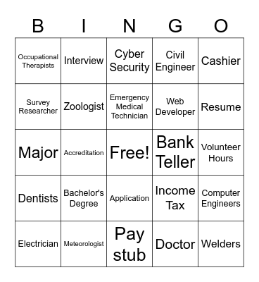 LEO Life After High School Bingo Card