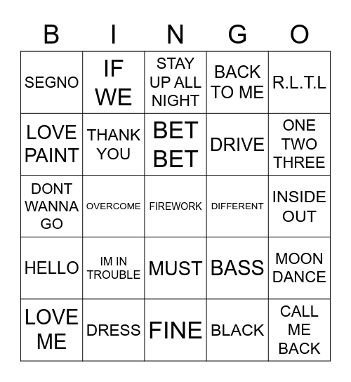 NU'EST BINGO Card