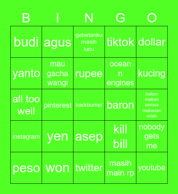 Bingo Eric Bingo Card