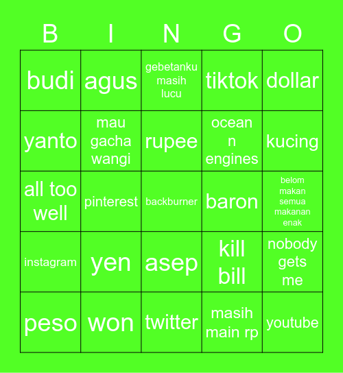 Bingo Eric Bingo Card