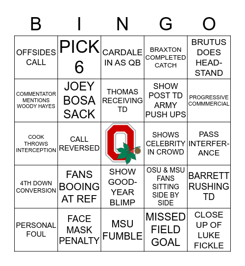 BUCKEYE BINGO Card