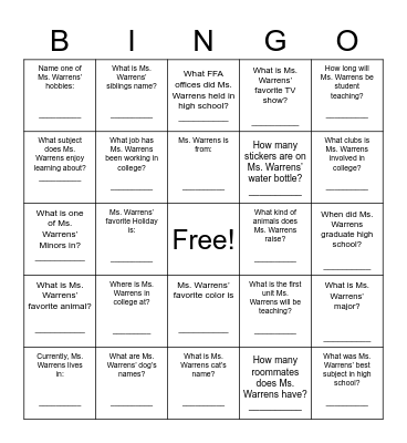 Untitled Bingo Card