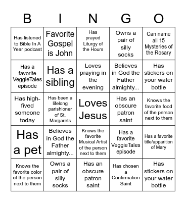 Get To Know You Bingo Card