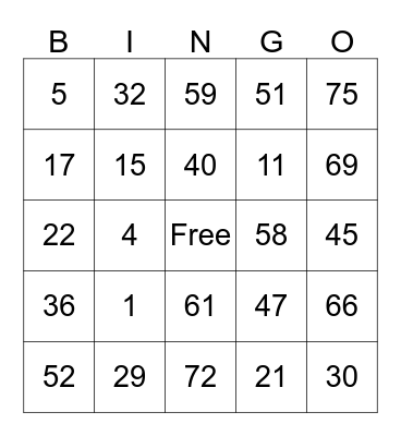 Valentine's Bingo Card