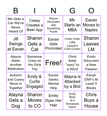 Alayna's 2023 Predictions Bingo Card