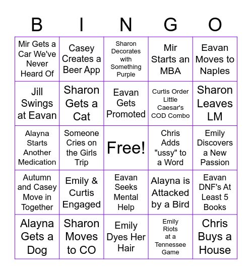 Alayna's 2023 Predictions Bingo Card