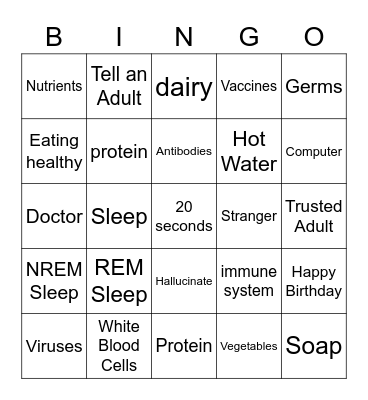 Health Review Bingo Card