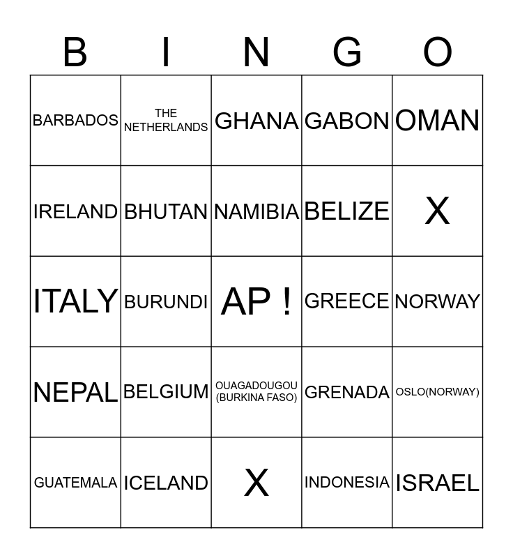 AP BINGO Card