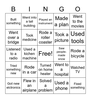 Winter Break Engineering Bingo Card
