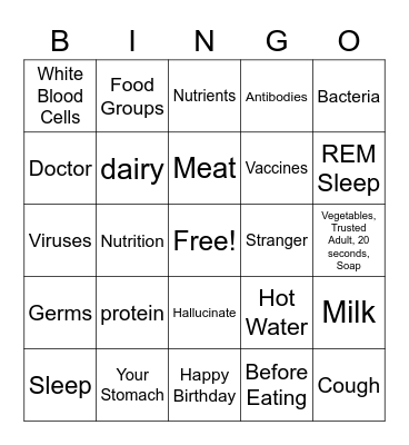 Health Review Bingo Card