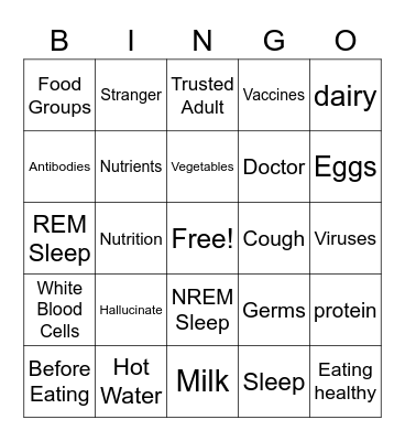 Health Review Bingo Card