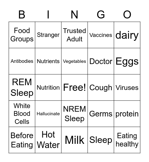Health Review Bingo Card
