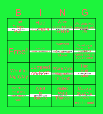 HOLIDAY BING- Bingo Card
