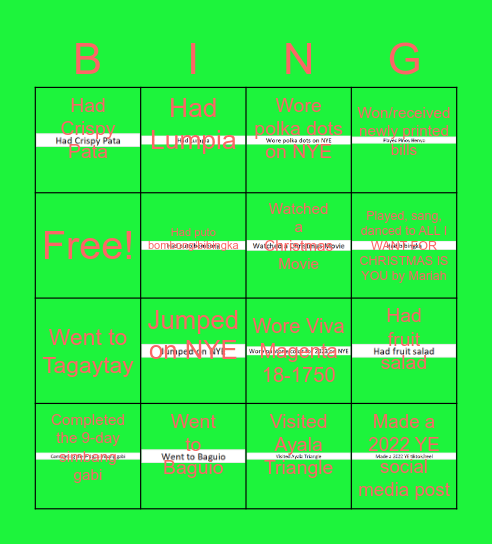 HOLIDAY BING- Bingo Card