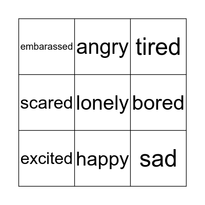 Feelings Bingo Card