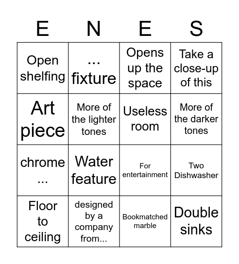 Enes Bingo Card