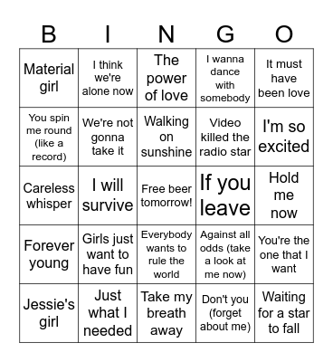 Retro Prom Bingo Card