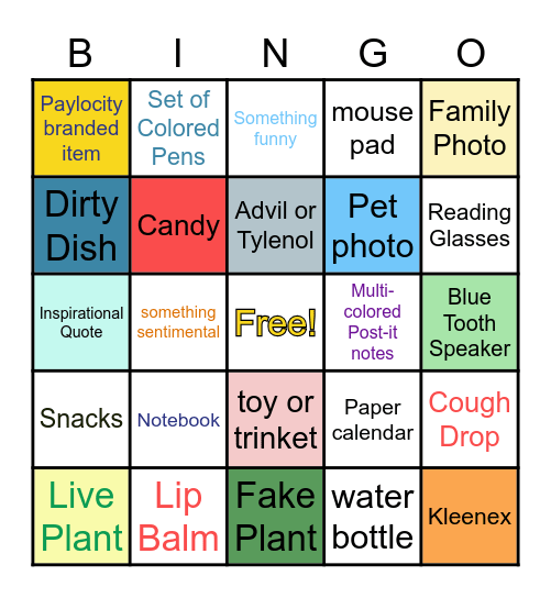 What's on Your Desk? Bingo Card