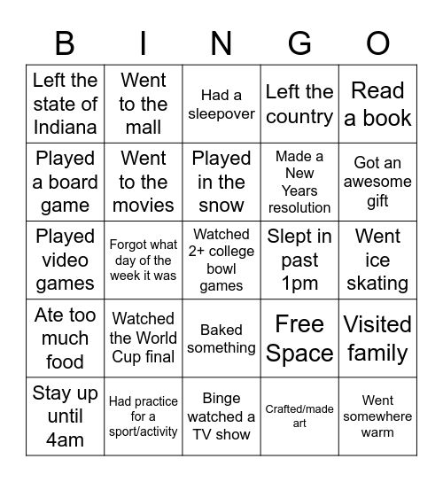 Back from Break Bingo Card