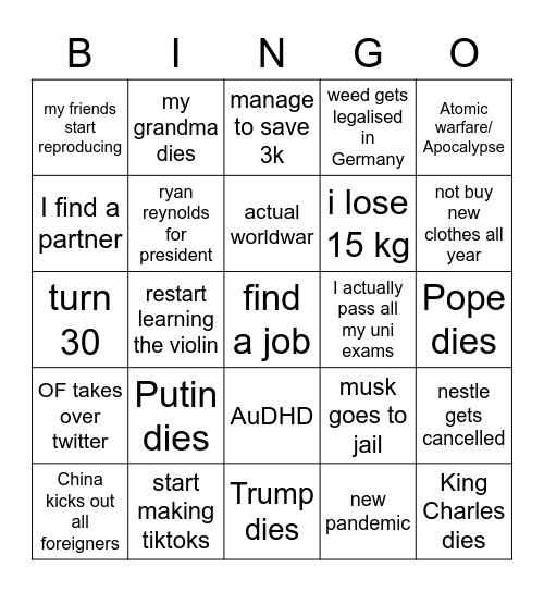 2023 Bingo Card