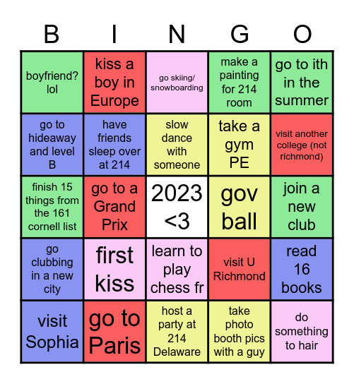 2023 bingo Card