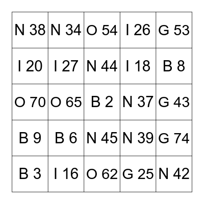 Career Fair BINGO Card