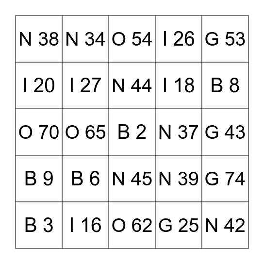 Career Fair BINGO Card