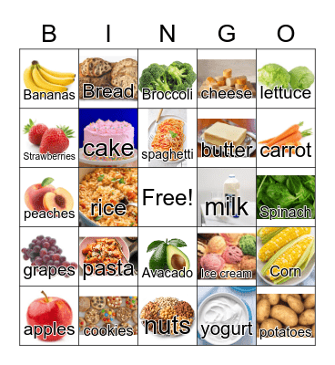 Food Bingo Card