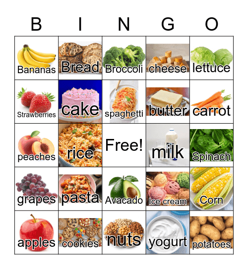 Food Bingo Card