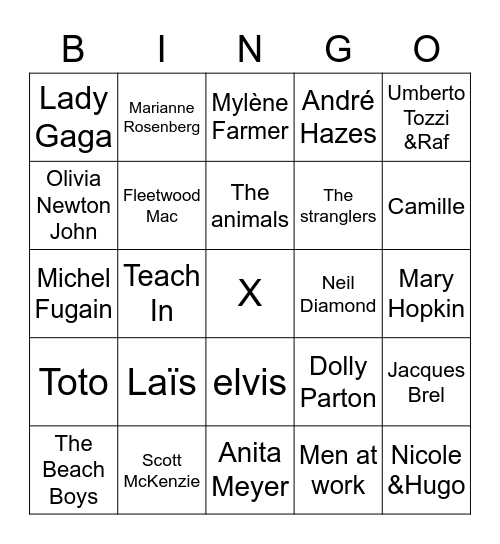 20 jaar Ortier feestweekend muziek bingo Card