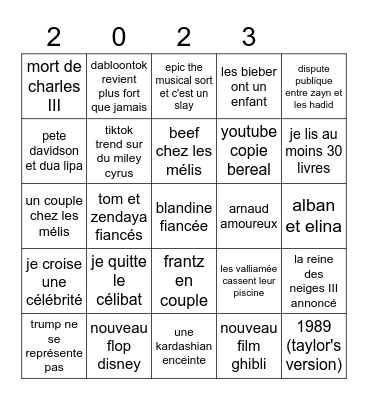 2023 previsions Bingo Card