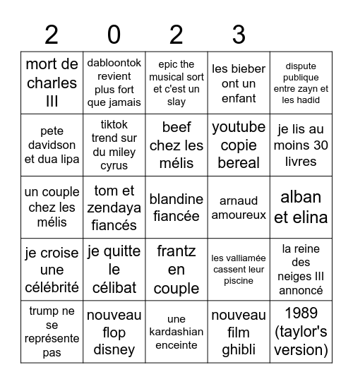 2023 previsions Bingo Card