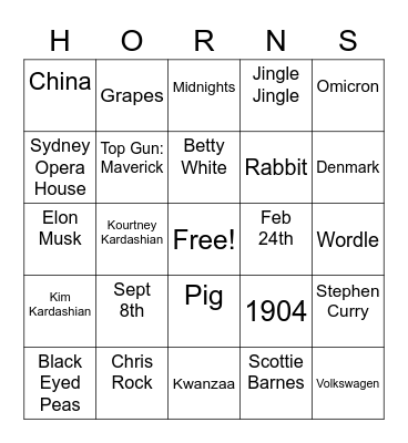 2022 Trivia - Advisory Bingo Card