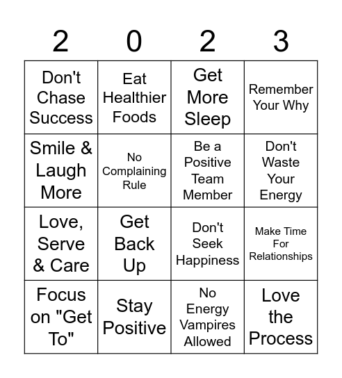 21 Tips for a POSITIVE New Year!! Bingo Card