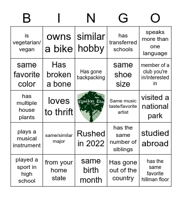 Find a Brother who... Bingo Card